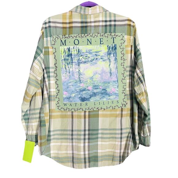 Upcycled Flannel Shirt Shacket Womens Large Boho Vintage Inspired Cottage Retro - Picture 1 of 4